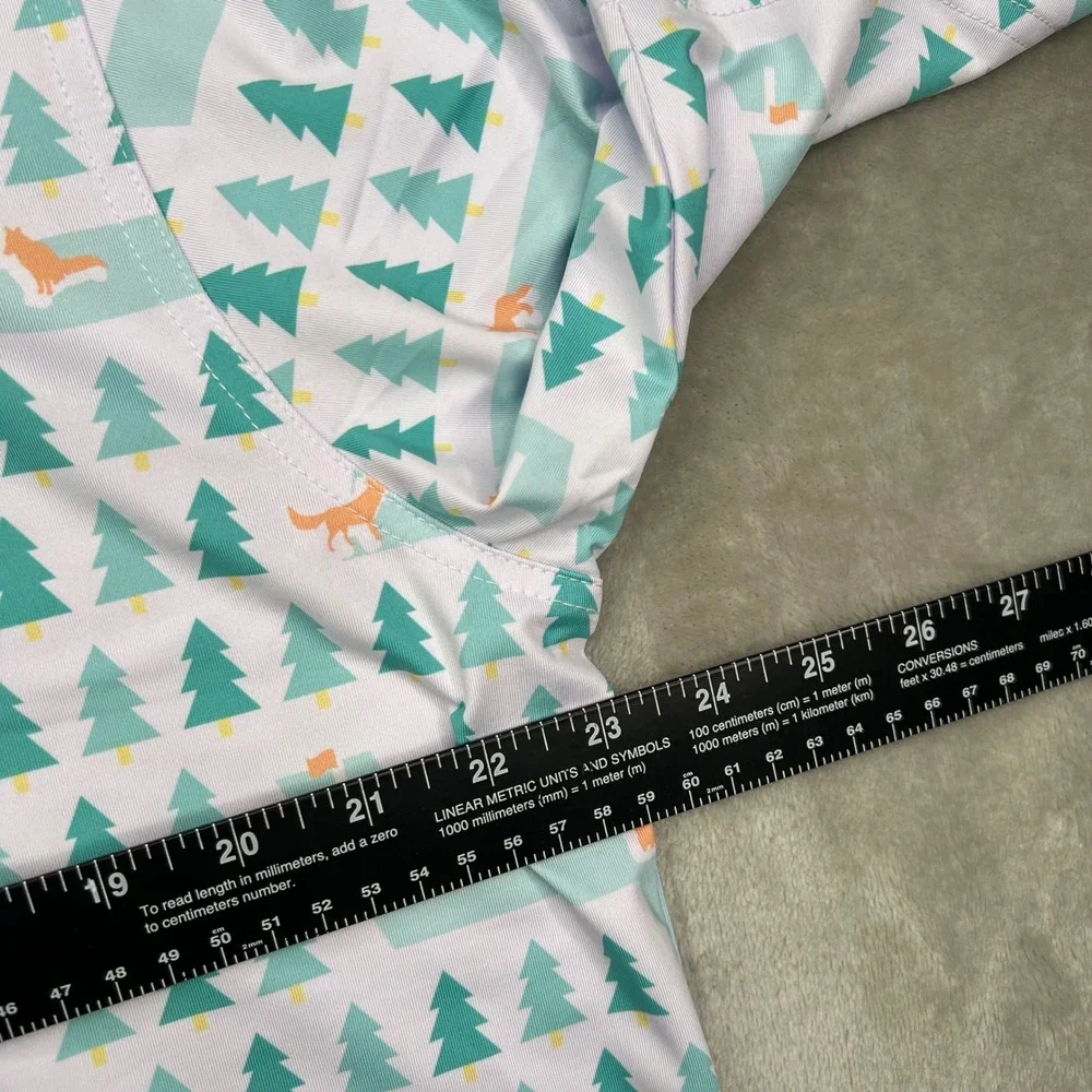 Waggle Fox Holes Polo Shirt Mens XL White Green Fox Print Performance Stretch - Picture 7 of 9